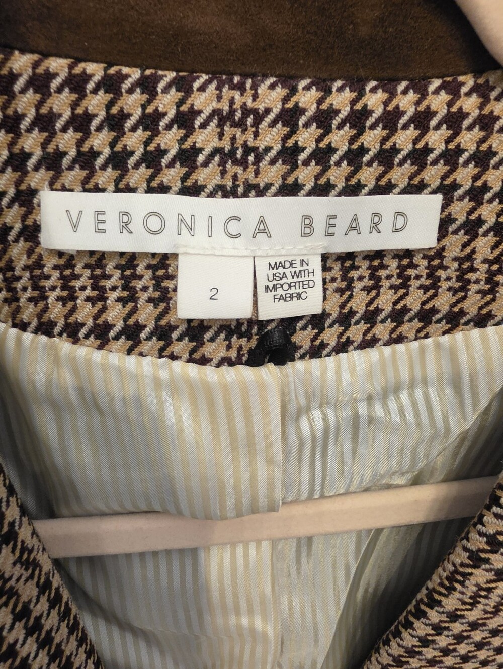 VERONICA BEARD Destry Dickey Houndstooth Checked Tweed Blazer In Chicory Multi - Picture 4 of 16